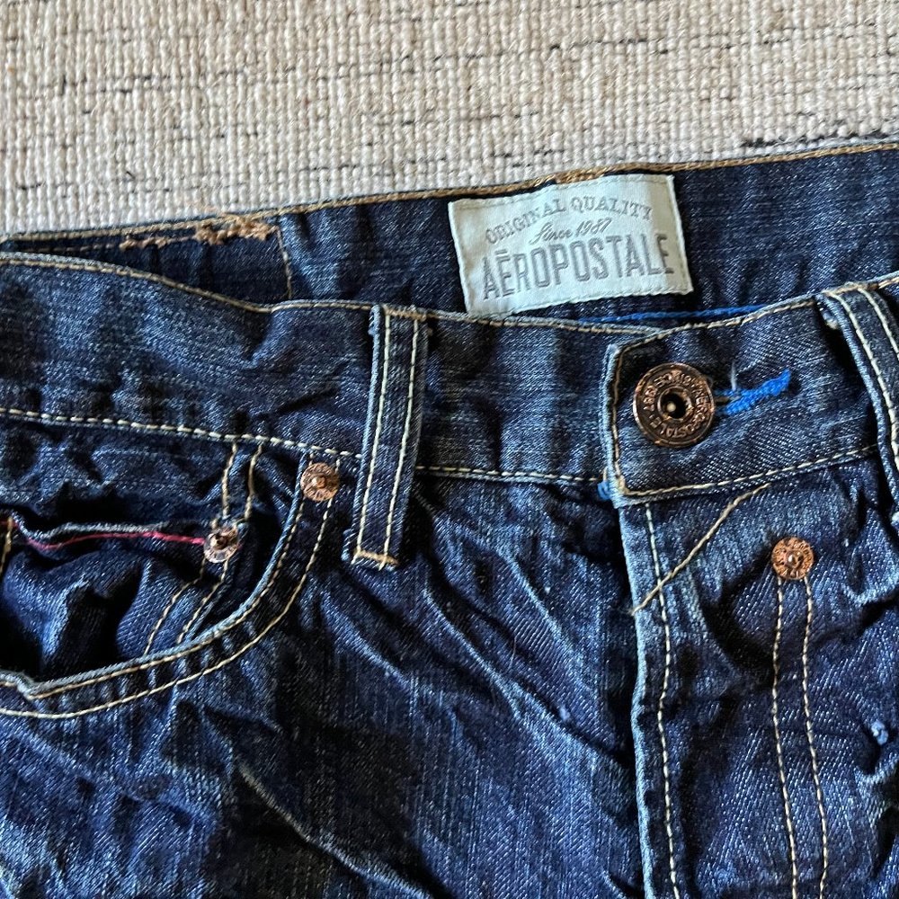 Aeropostale Womens Blue Jeans Driggs Slim Bootcut Distressed Size 27/28 - Picture 2 of 6